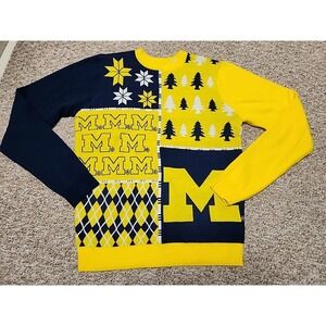 Michigan Wolverines Holiday Sweater Large Crew Neck Knit Pullover NCAA